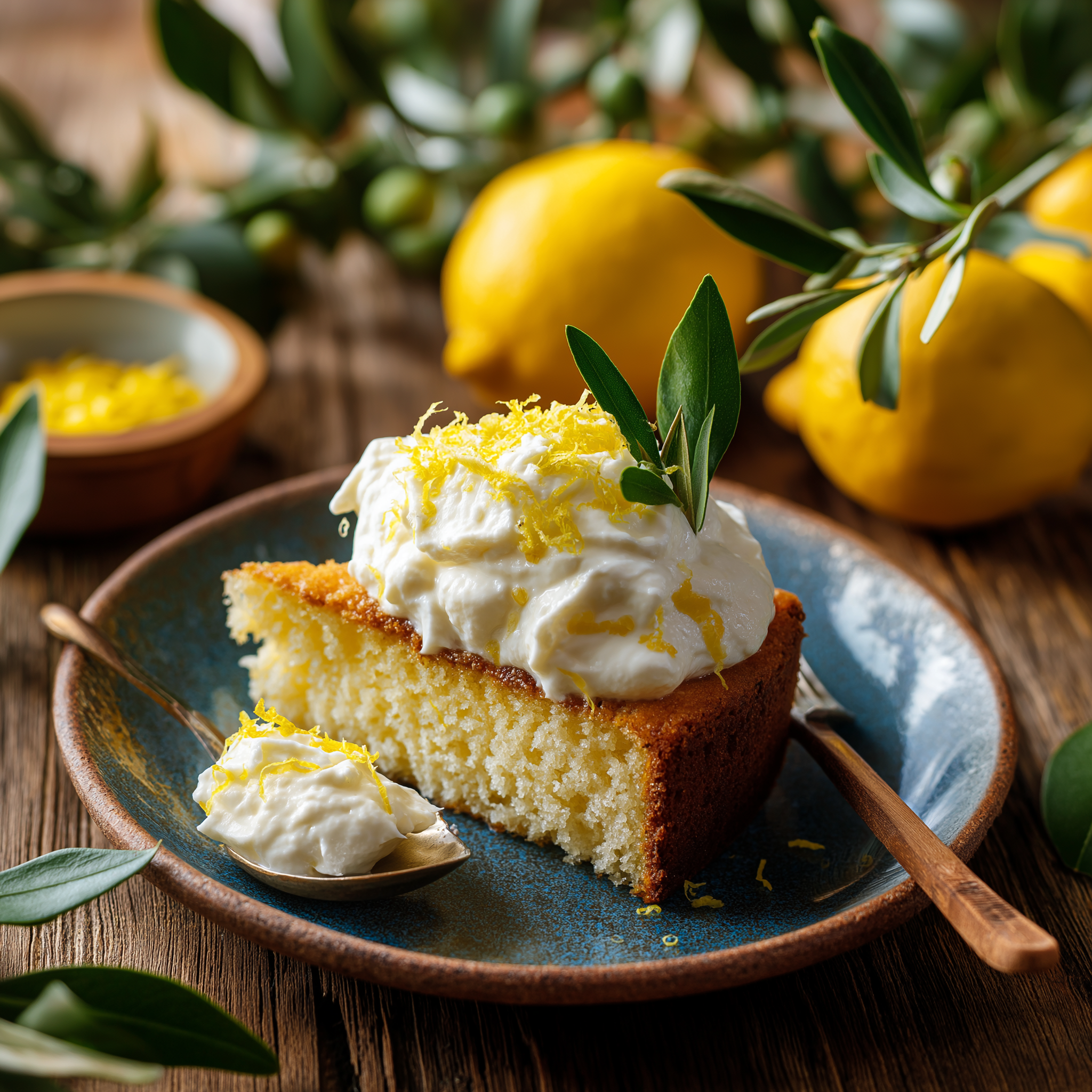 Limonlu Zeytinyağlı Kek Üzerine Manda Kaymağı